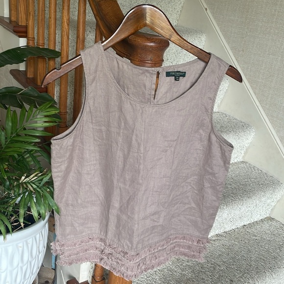 For Cynthia Petite Linen Dusty Mauve Tank Top - Picture 4 of 13